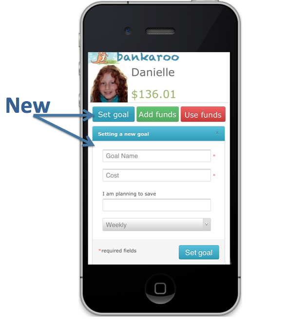 Setting a saving goal from your mobile.
